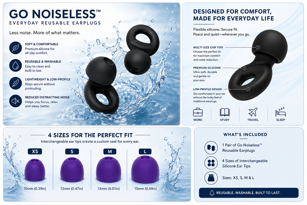 Go Noiseless™ Everyday Reusable Earplugs